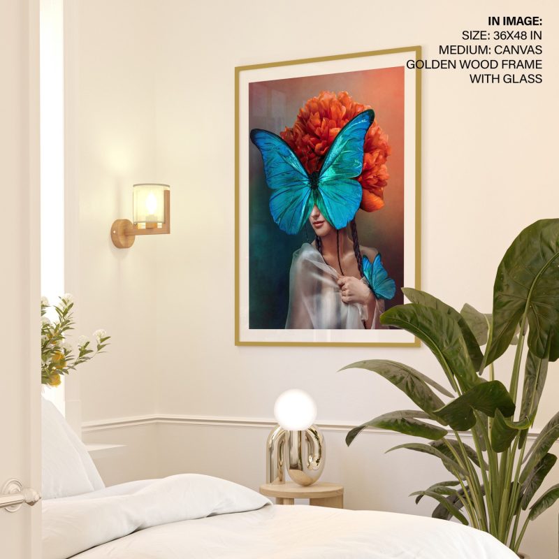 Surrealism Woman Butterfly Flowers – Home Decor