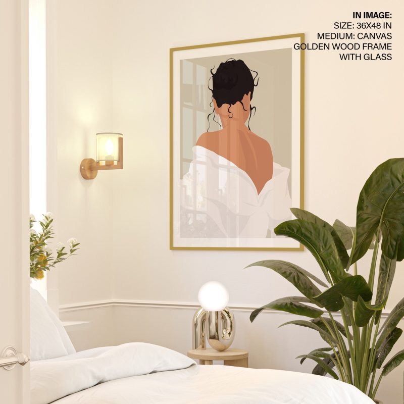 Minimalist Woman Back White Shirt – Home Decor