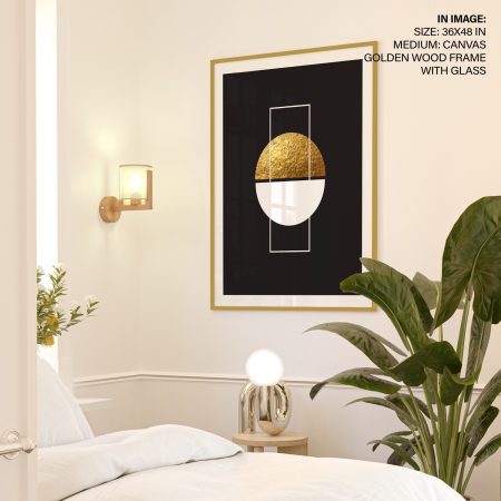 Minimalist Golden White Semicircles Rectangles – Wall Art