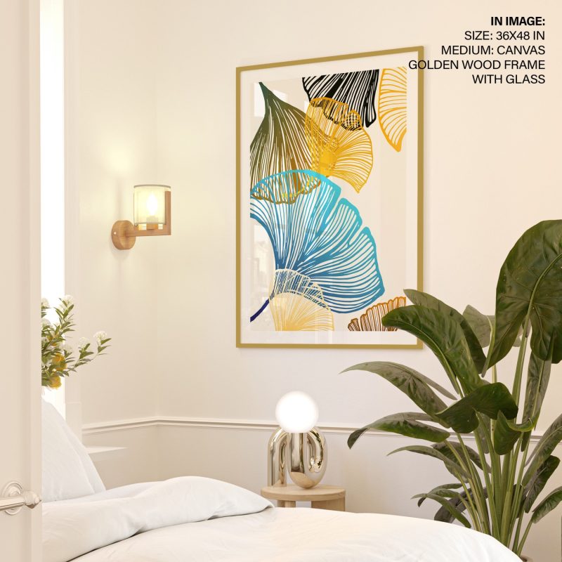 Botanical Lined Ginkgo Leaves – Wall Painting
