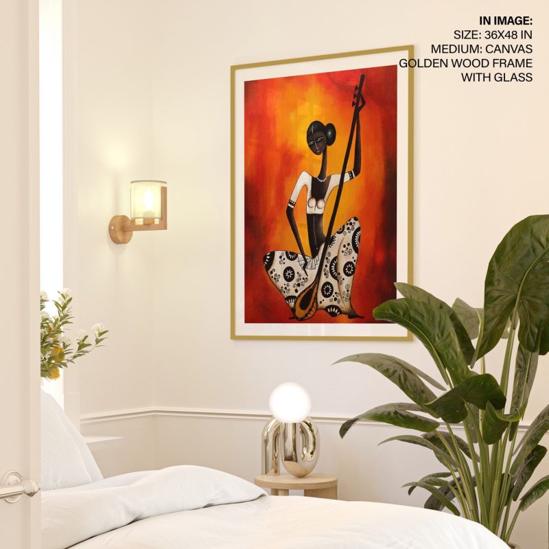 Abstract Stylized Woman Playing Instrument – Wall Decor