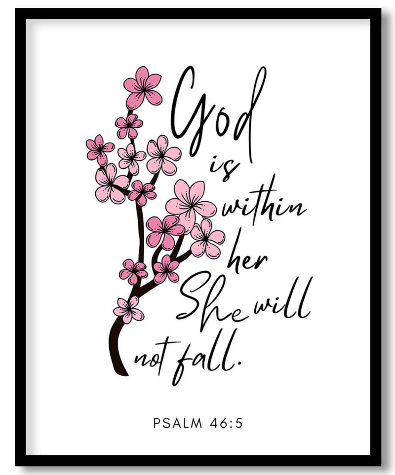 She will not fall Bible Verse Wall Art- Religious Wall art and decor