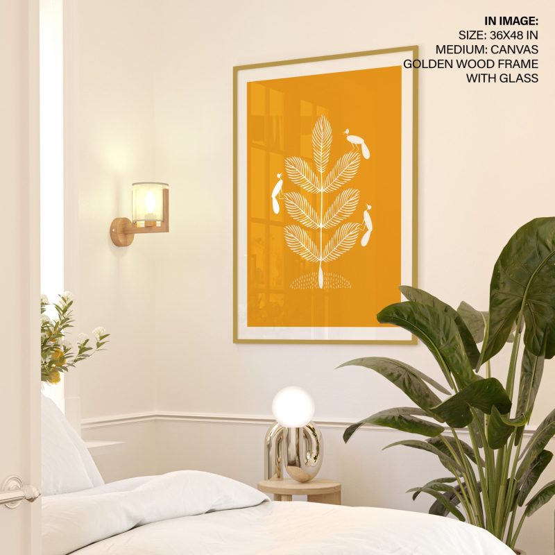 Nature Stylized Plant Four Birds – Wall Painting