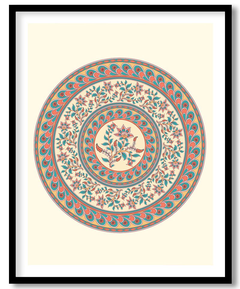 Circular kalamkari floral art #3