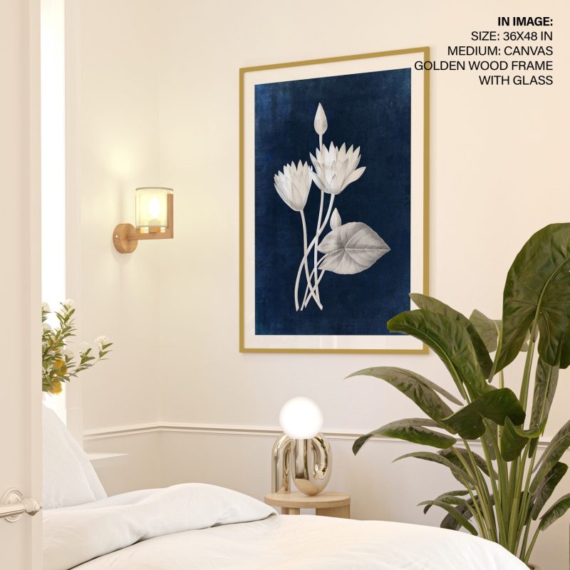 Botanical White Lotus and Leaf – Wall Art