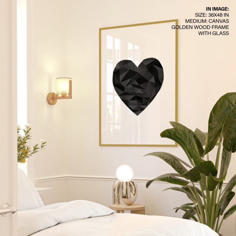 Minimalist Geometric Black Heart – Wall Hanging