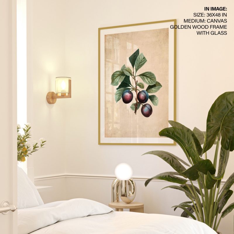 Botanical Vintage Plums on Branch – Wall Painting