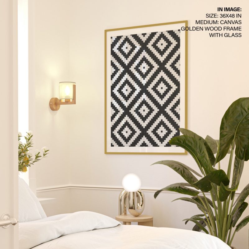 Geometric Black and White Diamond Pattern – Wall Painting