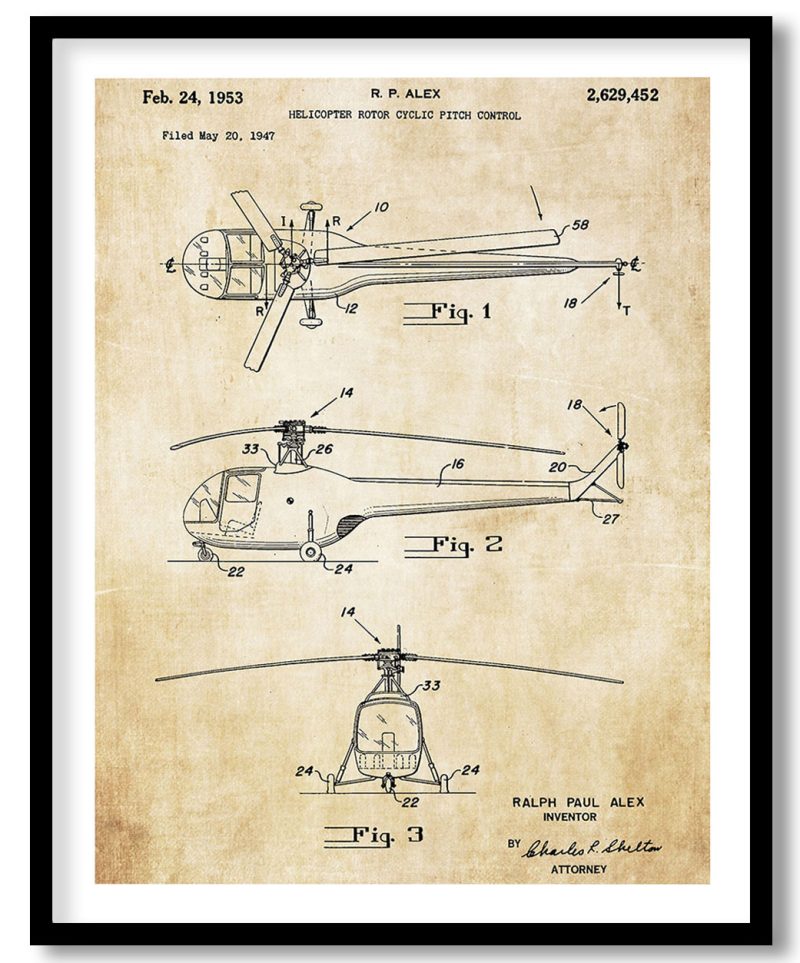 Helicopter rotor cycle ptch control 1626 vintage