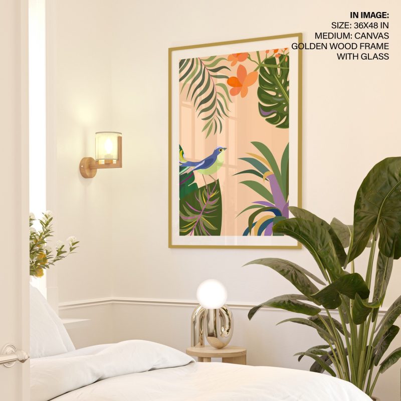 Nature Bird Tropical Leaves Flowers – Wall Art
