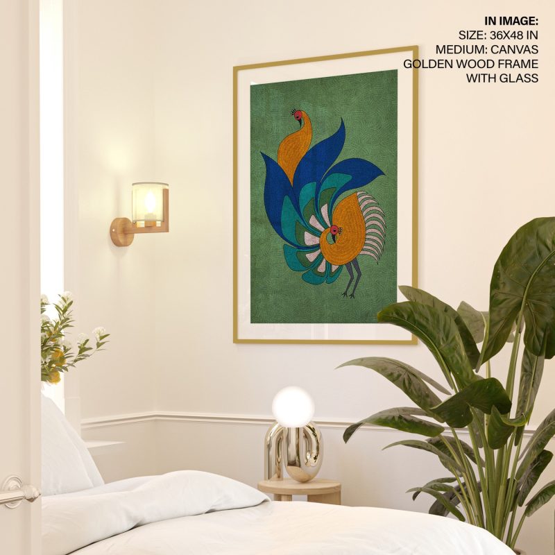 Gond Two Birds with Tails – Wall Hanging
