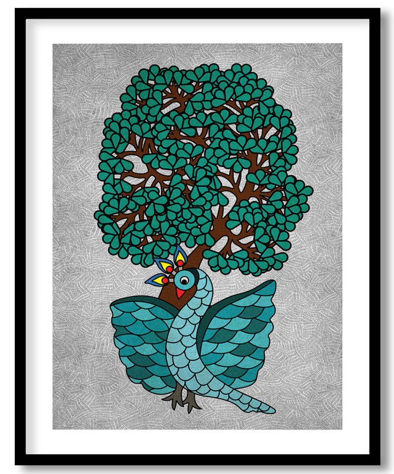 Indigo traditional gond bird tree life