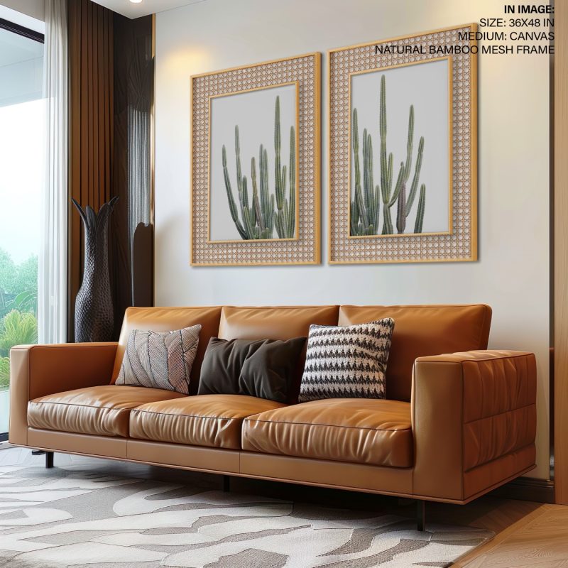 Botanical Tall Green Cacti – Wall Painting