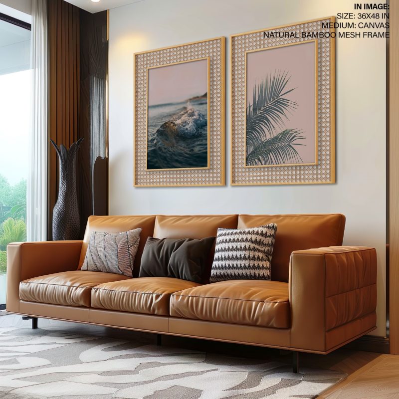 Nature Ocean Waves Palm Leaf – Wall Painting