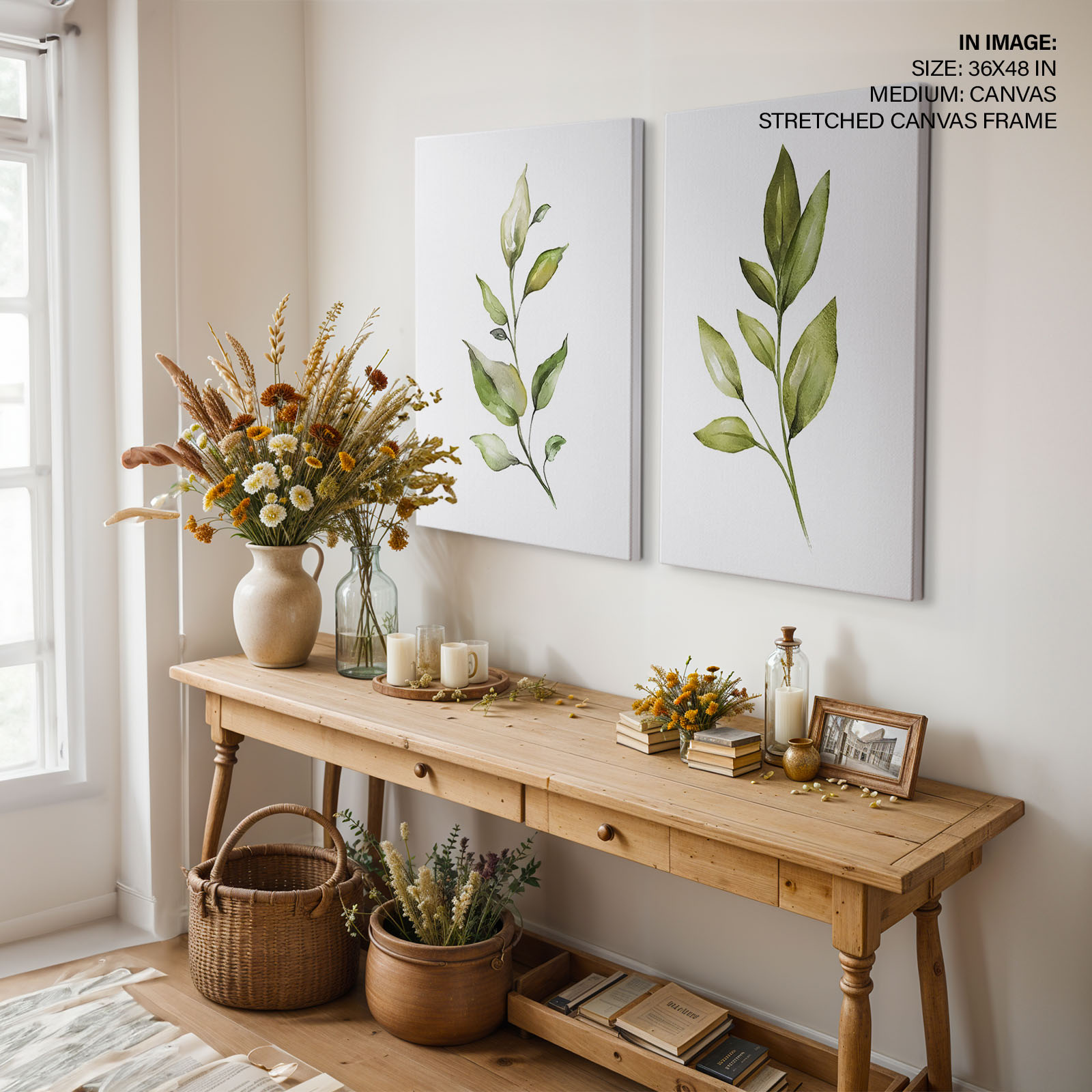Botanical Leaf Framed Wall Art (Set of 2), Nature Art - Choose Size and ...