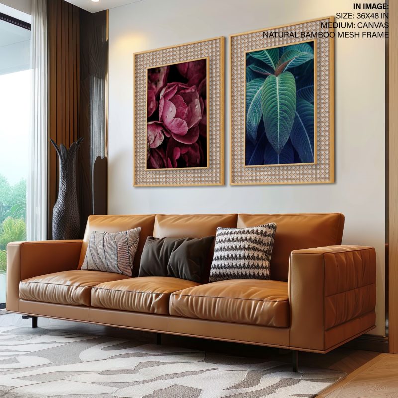 Botanical Pink Petals and Green Leaves – Wall Hanging