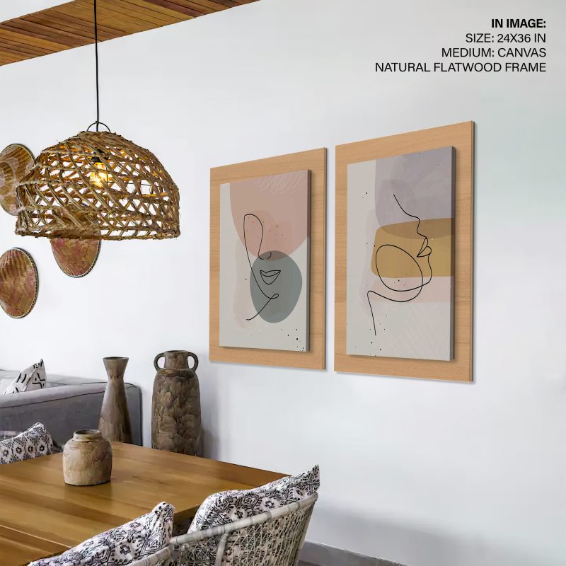 Minimalist Two Abstract Line Faces – Wall Decor