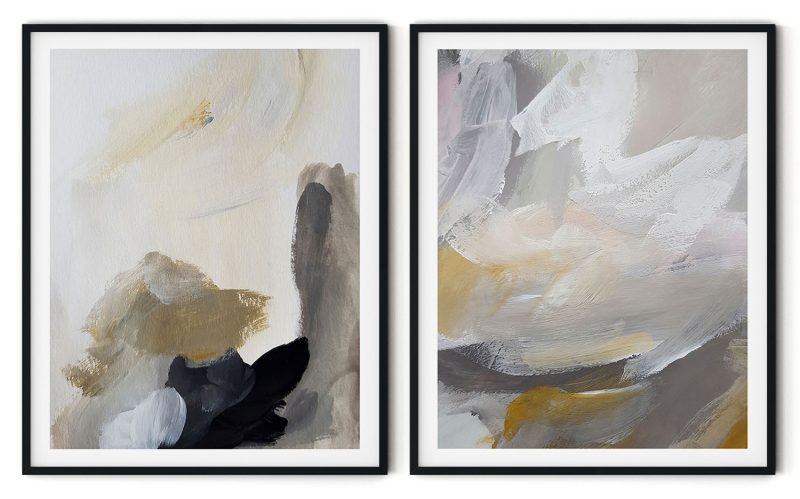 Set of 2 contemporary  brushstroke