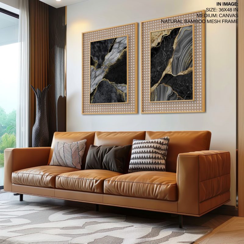 Abstract Black Gray Gold Marbled – Home Decor
