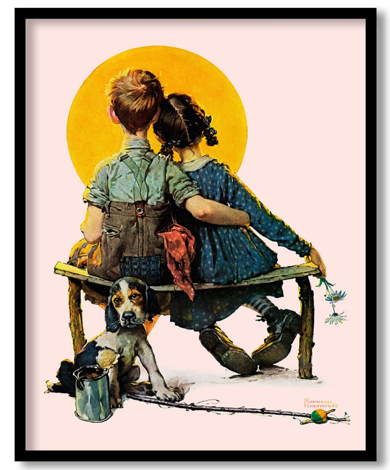 Boy and girl gazing at the moon by Norman Rockwell (1926)