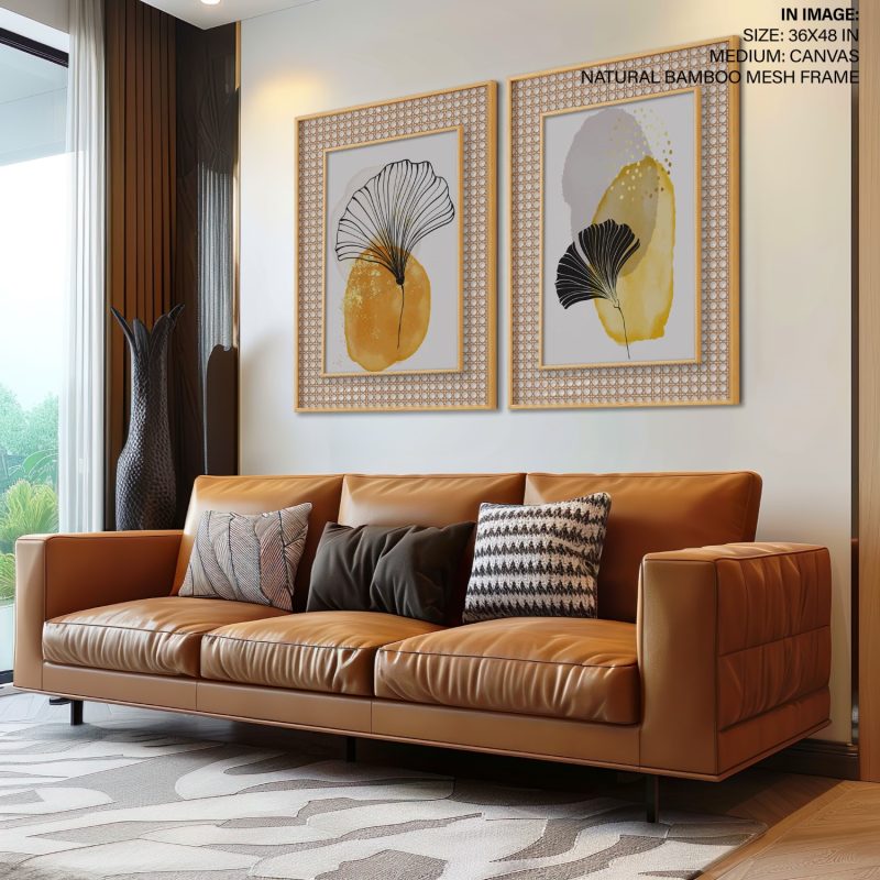 Abstract Ginkgo Leaves Watercolor Shapes – Wall Art
