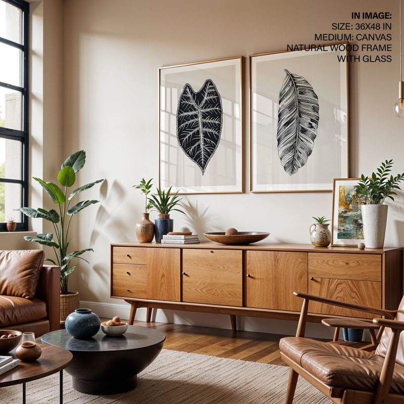 Botanical Two Black White Foliage – Wall Decor