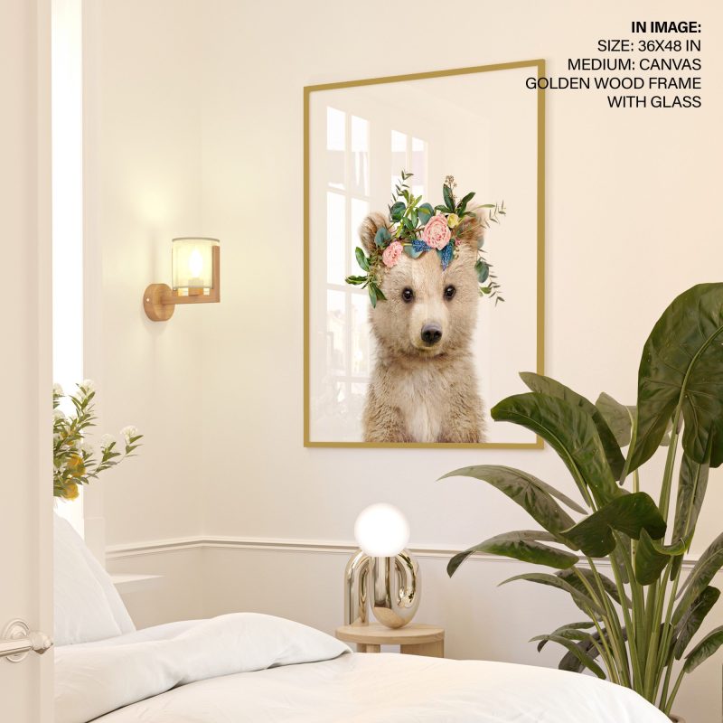 Baby bear print, Animals with flower crowns, Girls room decor