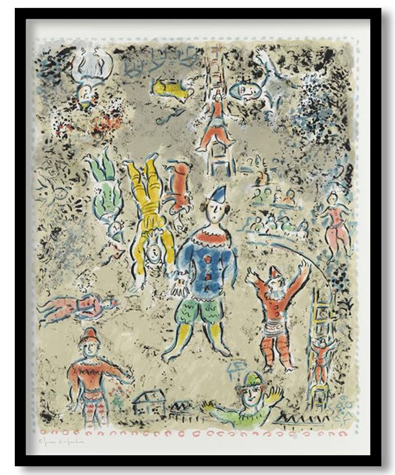 Blue clown by Marc Chagall (1984)