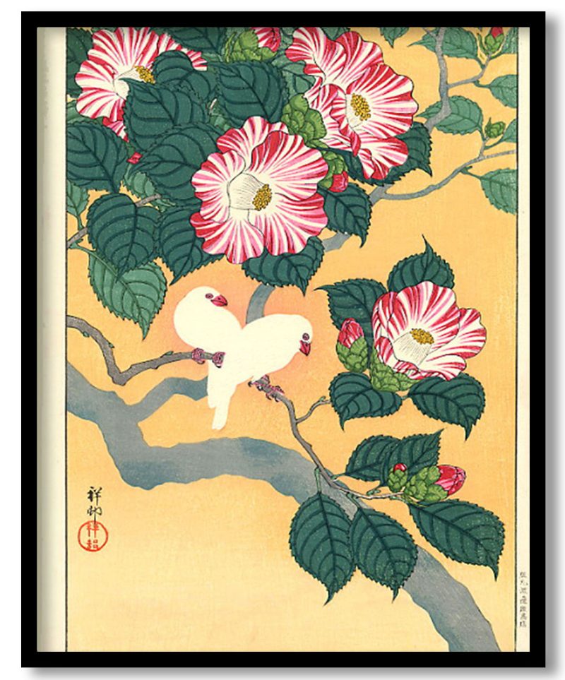 Camellia and Rice Birds by Ohara Koson (1929)