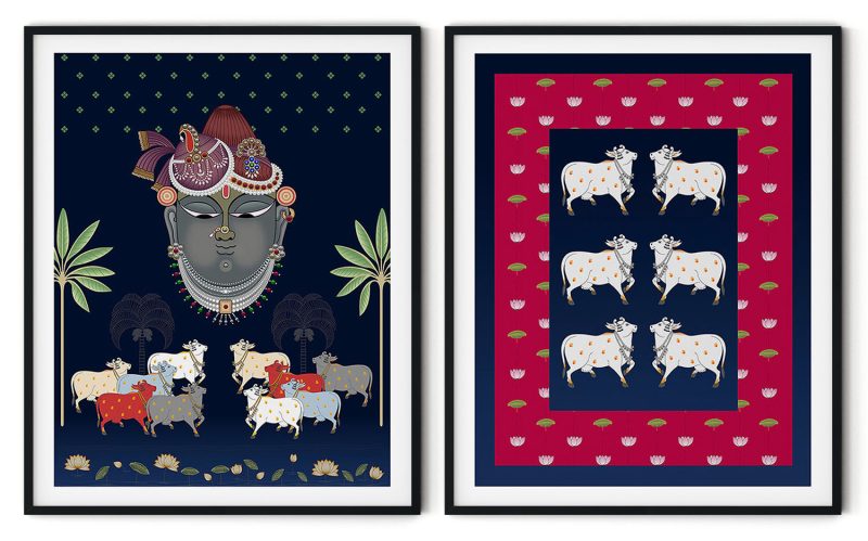 Set of 2 Pichwai painting of shreenathji