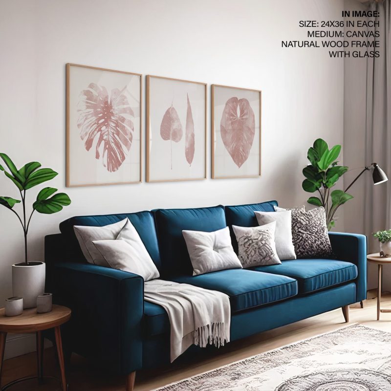 Botanical Three Pink Leaves – Wall Art