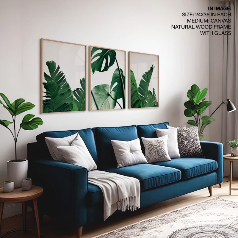 Botanical Tropical Leaves Triptych – Wall Art