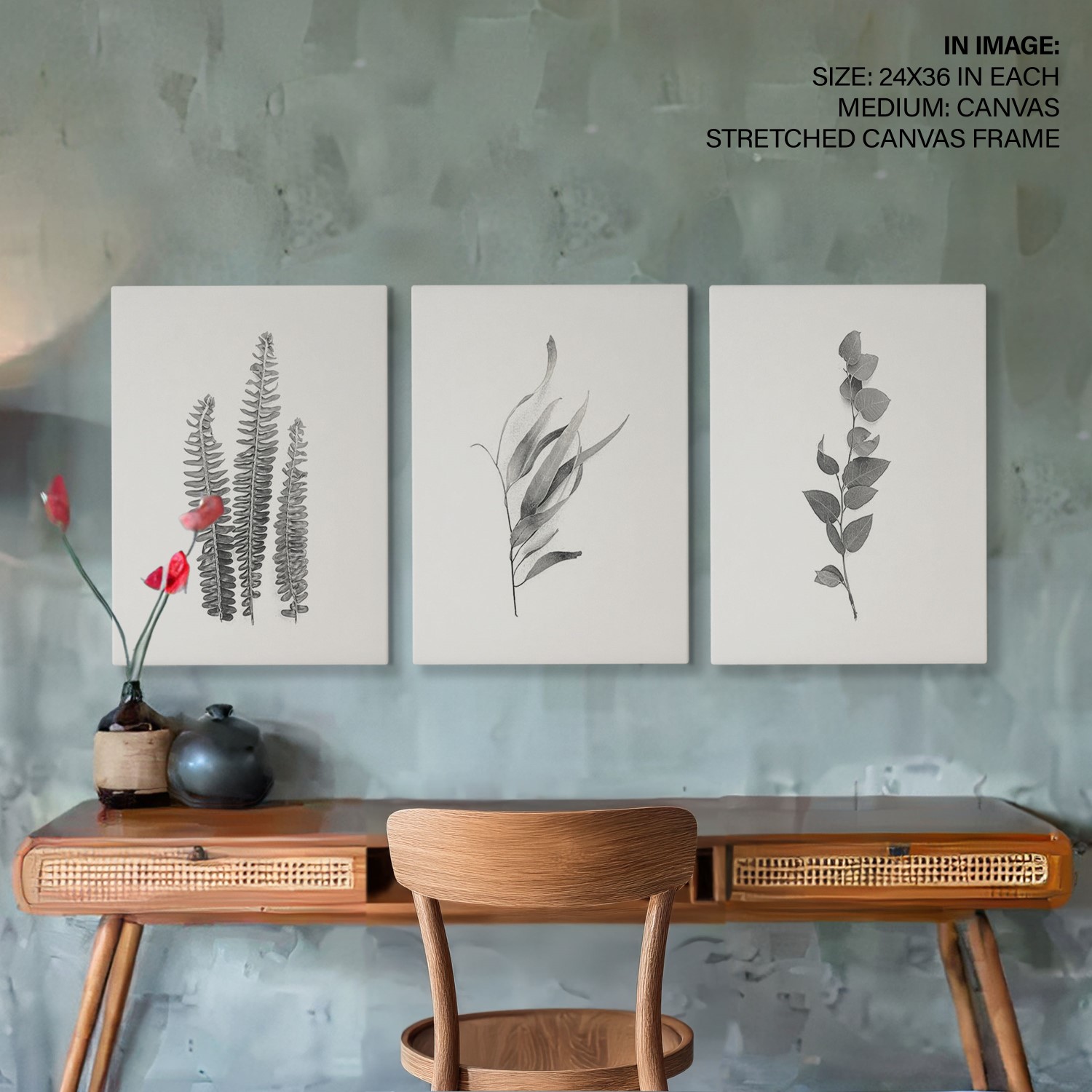 Black and White Plant Framed Wall Art (Set of 3), Botanical Art, Nature ...