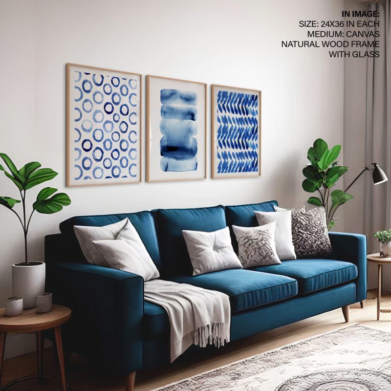 Abstract Blue Watercolor Patterns – Wall Art