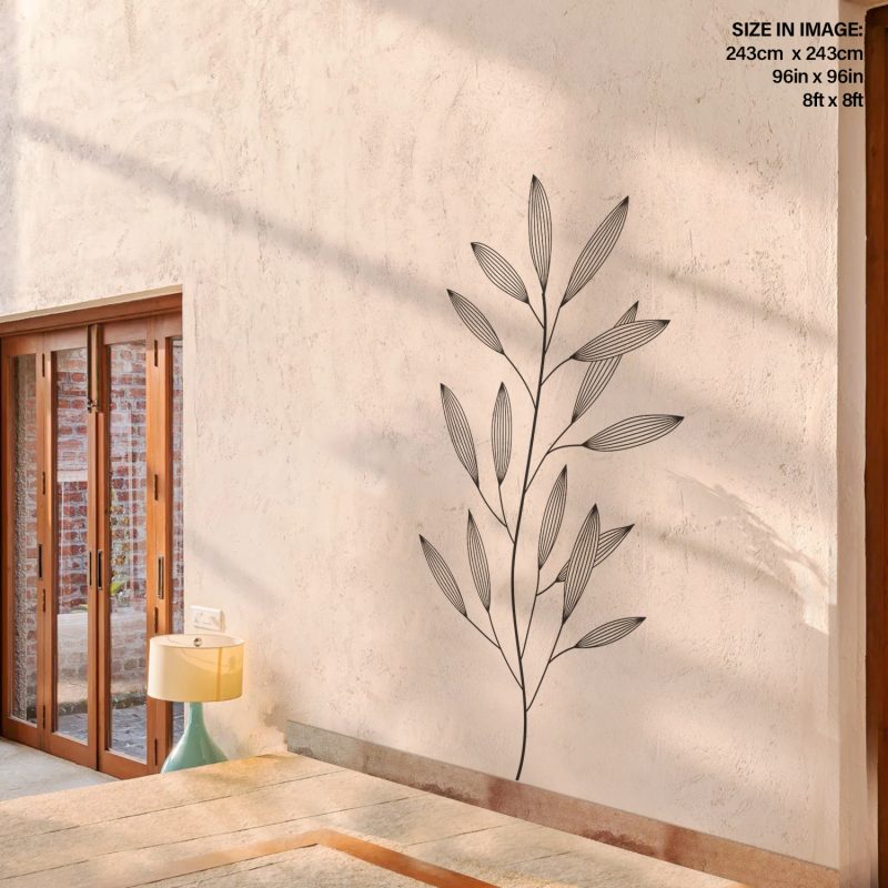 botanical leaves and branches line drawing