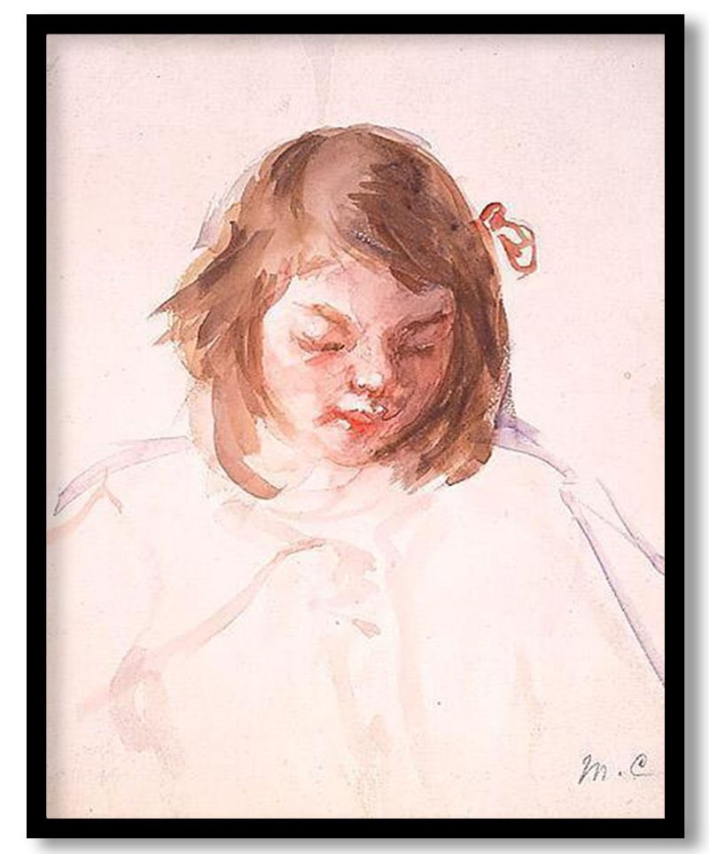 Head of Francoise Looking Down by Mary Cassatt (1908)