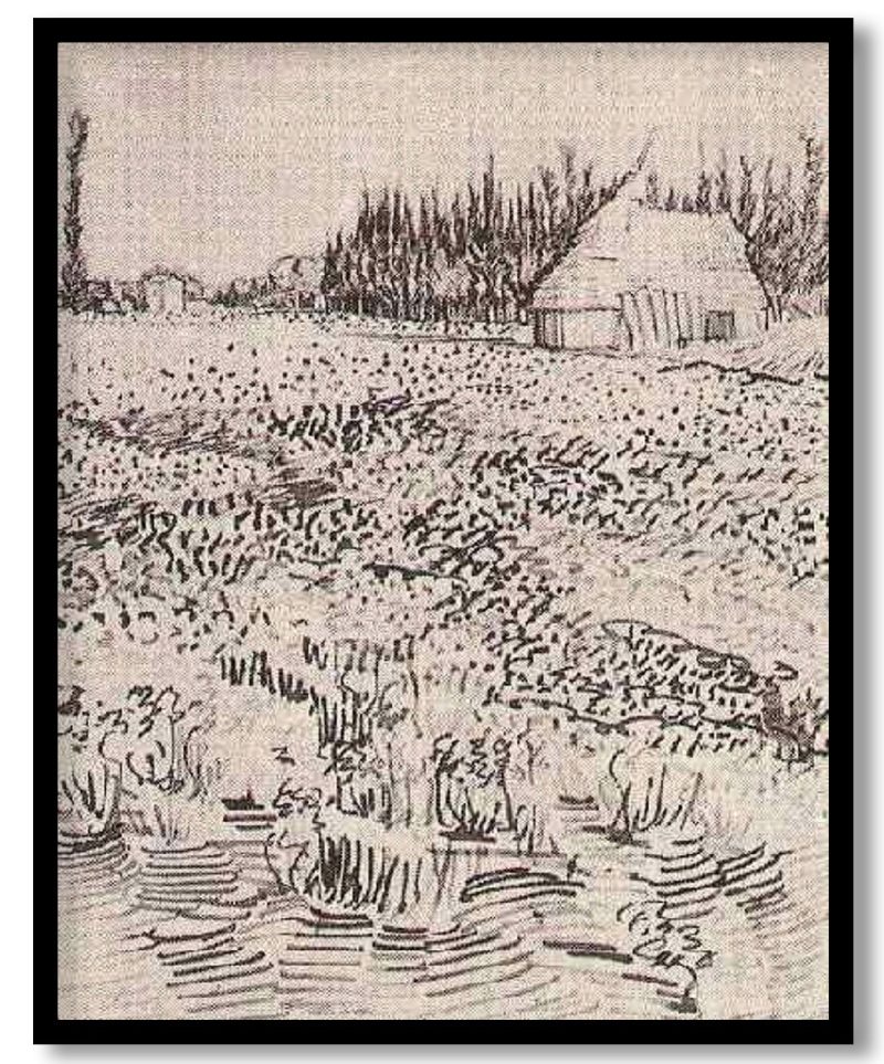 Landscape with Hut in the Camargue by Vincent van Gogh (1888)