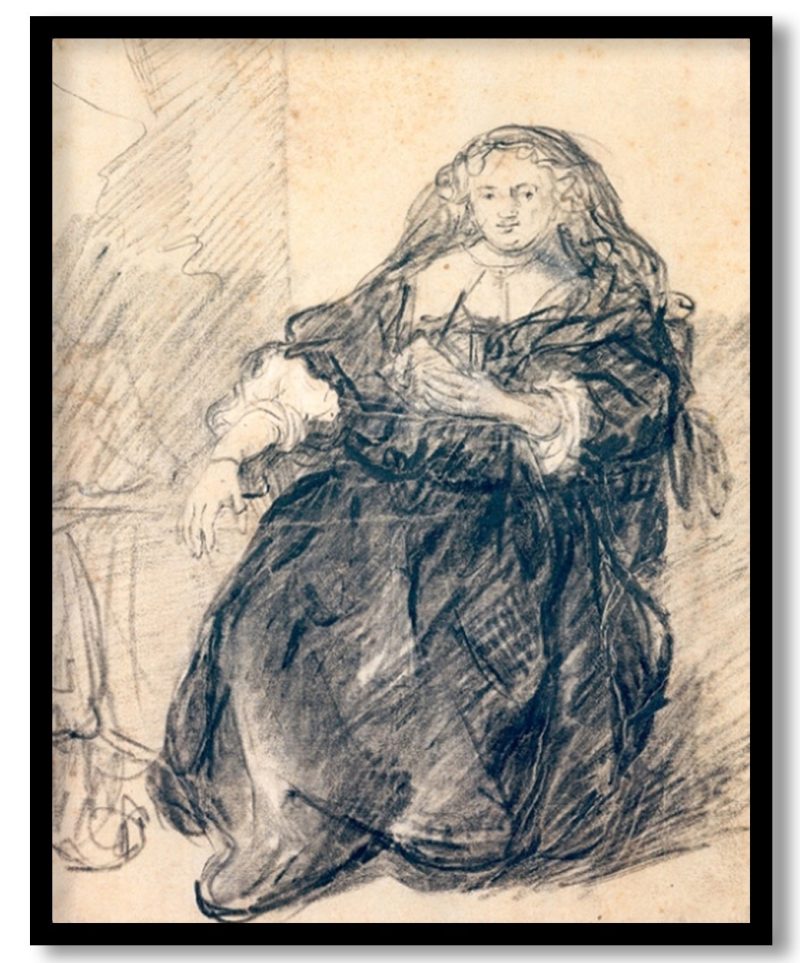 Seated Saskia with a letter in her left hand by Rembrandt (1633-1635)