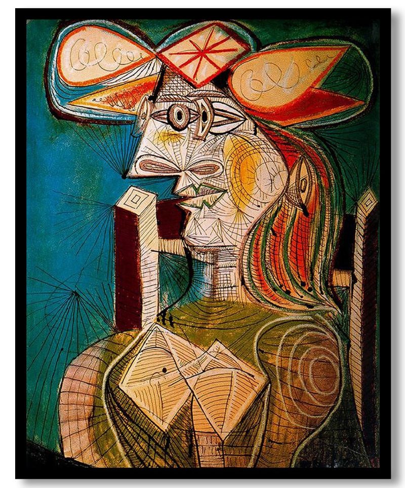 Seated woman on wooden chair by Pablo Picasso (1941)