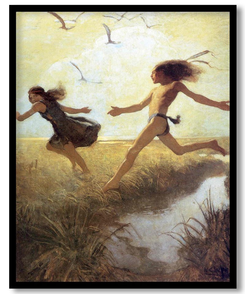 The children were playing at marriage by capture by N.C. Wyeth (Unknown)