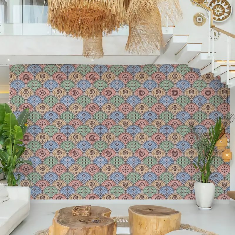 Pastel Scallop Tile Wallpaper