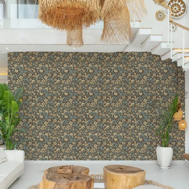 Grey and Beige Ditsy Floral Wallpaper