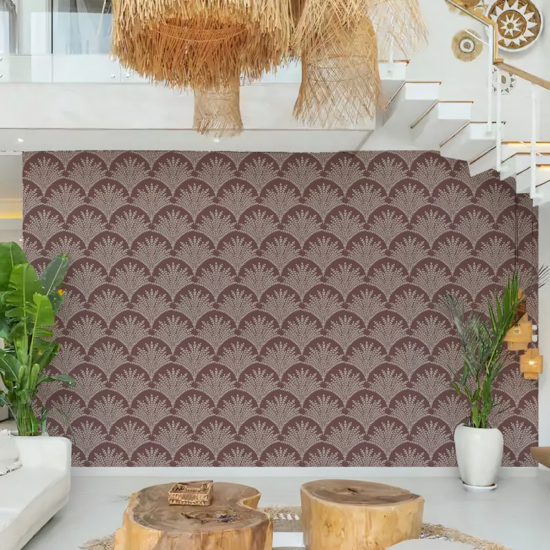 Brown and Beige Art Deco Fan Wallpaper