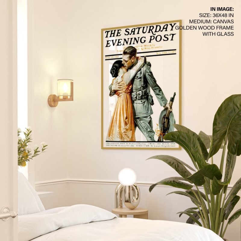 179 Woman Kissing Soldier Goodbye, by J. C. Leyendecker. Saturday (1917)