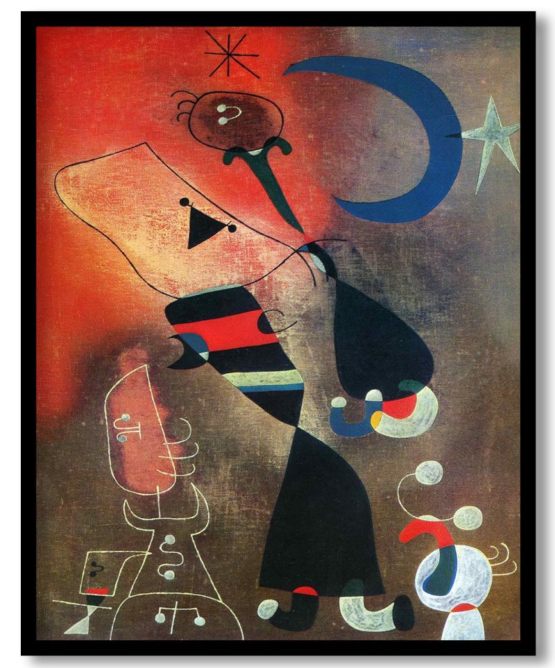 Woman and Bird in the Moonlight by Joan Miro (1949)