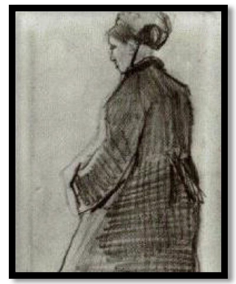 Woman with Hat, Coat and Pleated Dress by Vincent van Gogh (1882)