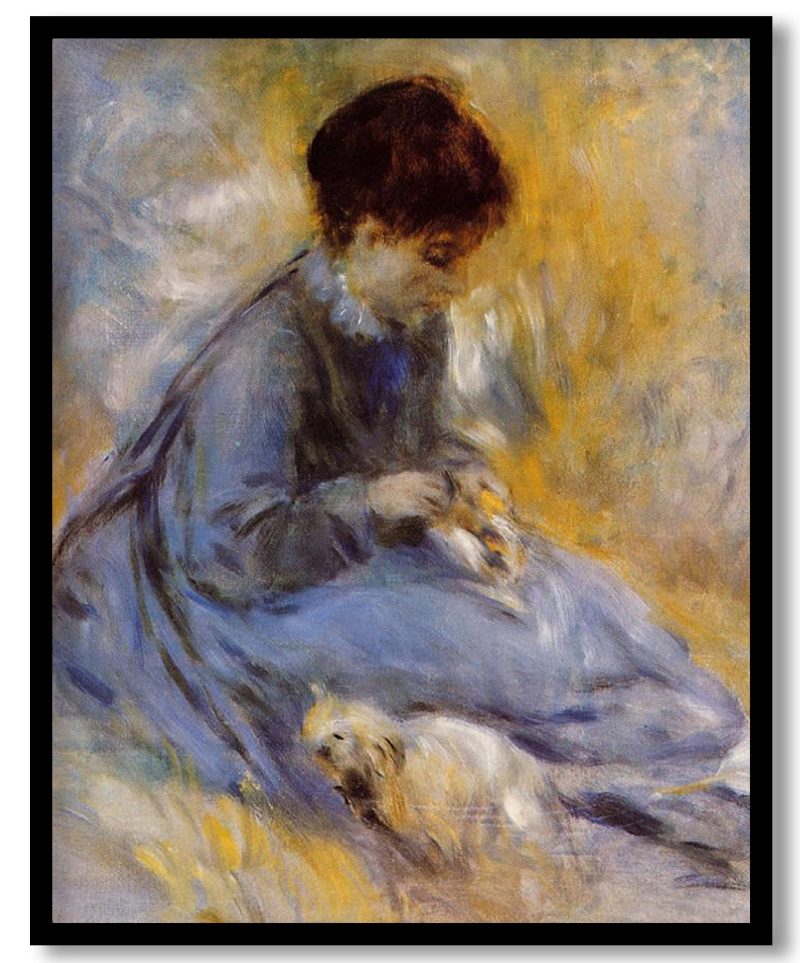 Young Woman with a Dog by Pierre Auguste Renoir (1876)