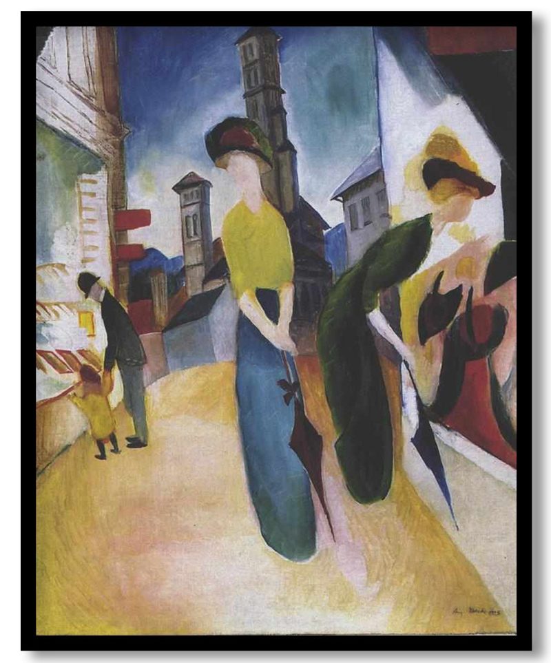 Two women in front of a hat shop by August Macke (1914)