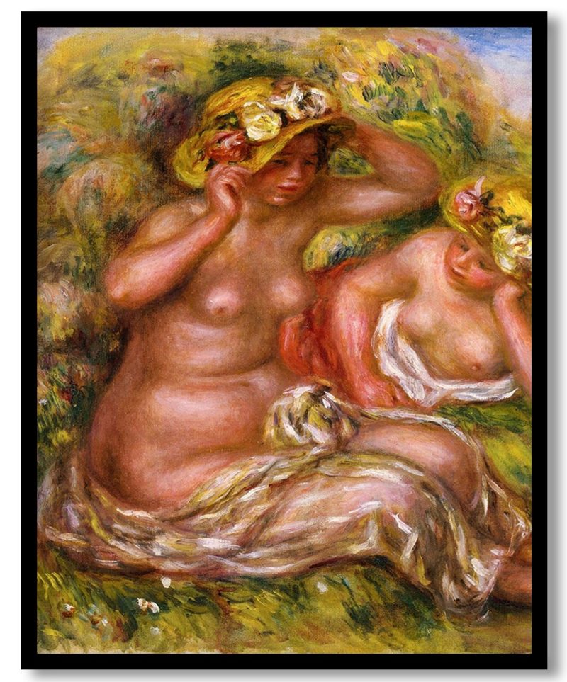 Two Women with Flowered Hat by Pierre Auguste Renoir (1915)