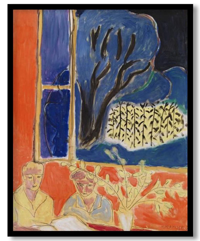 Two Young Girls in a Coral Interior, Blue Garden by Henri Matisse (1947)